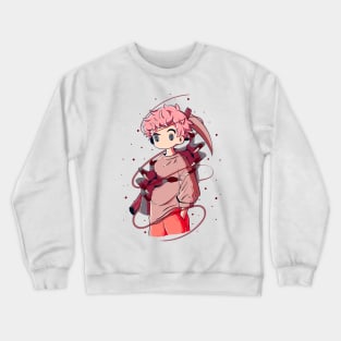 Japanese Scythe Creepy Boy - Vector art illustration Crewneck Sweatshirt